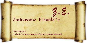 Zadravecz Elemér névjegykártya